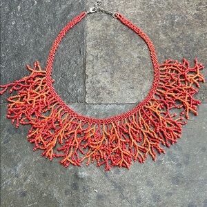 Coral Bib Beaded Necklace
